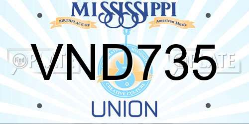 VND735 Mississippi License Plate