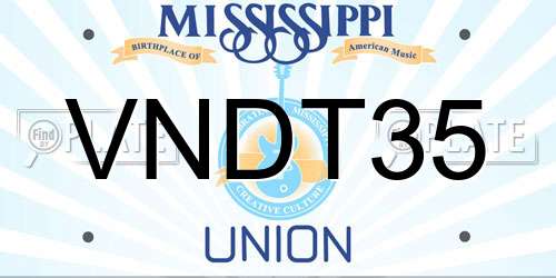 VNDT35 Mississippi License Plate