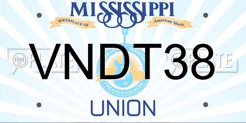 VNDT38 Mississippi License Plate