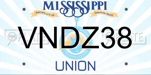 VNDZ38 Mississippi License Plate