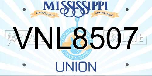 VNL8507 Mississippi License Plate