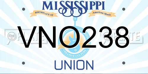 VNO238 Mississippi License Plate