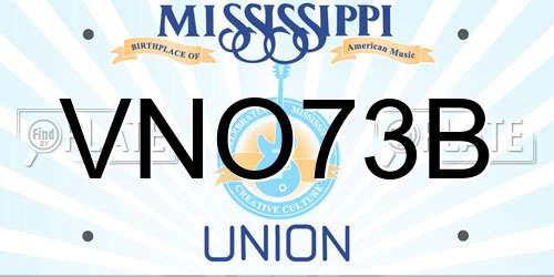 VNO73B Mississippi License Plate