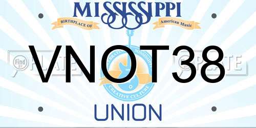 VNOT38 Mississippi License Plate