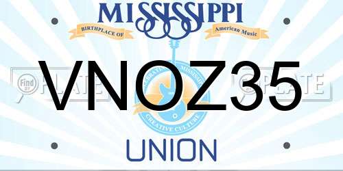 VNOZ35 Mississippi License Plate