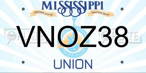 VNOZ38 Mississippi License Plate