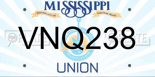 VNQ238 Mississippi License Plate