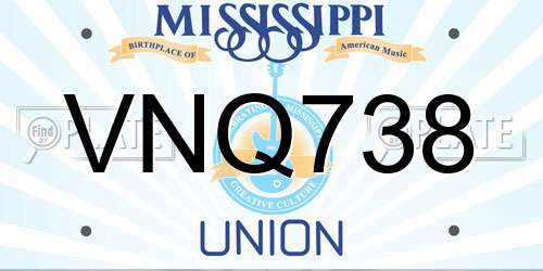VNQ738 Mississippi License Plate
