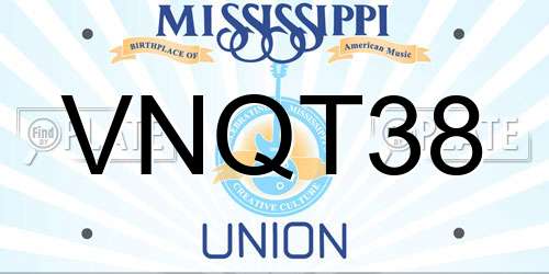 VNQT38 Mississippi License Plate