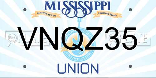 VNQZ35 Mississippi License Plate