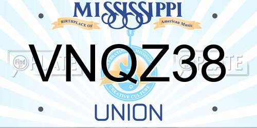 VNQZ38 Mississippi License Plate