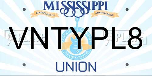 VNTYPL8 Mississippi License Plate
