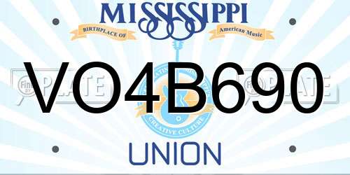 VO4B690 Mississippi License Plate