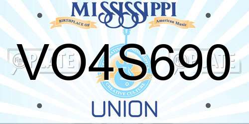 VO4S690 Mississippi License Plate
