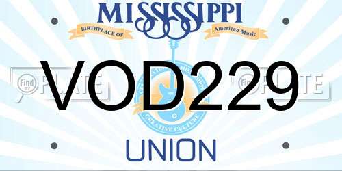 VOD229 Mississippi License Plate