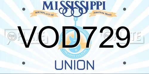 VOD729 Mississippi License Plate