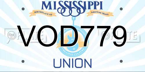 VOD779 Mississippi License Plate