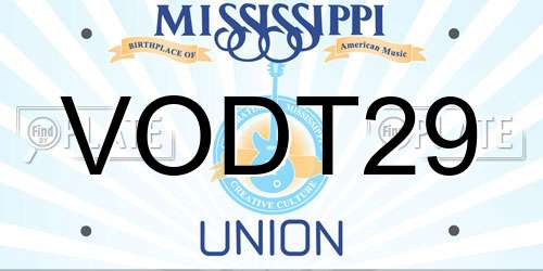VODT29 Mississippi License Plate