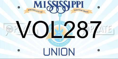 VOL287 Mississippi License Plate