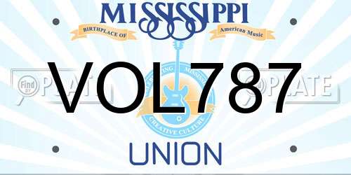 VOL787 Mississippi License Plate