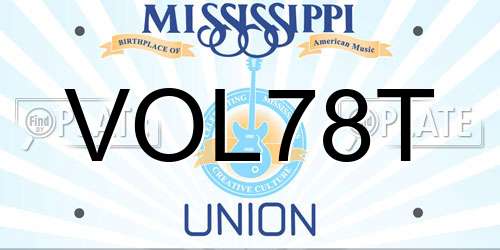 VOL78T Mississippi License Plate