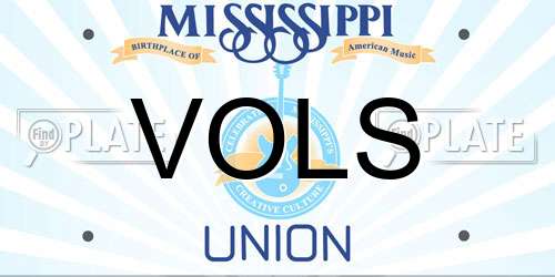 VOLS Mississippi License Plate