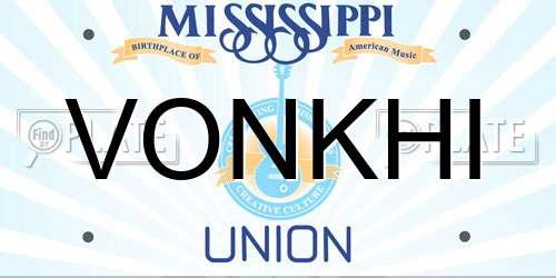 VONKHI Mississippi License Plate