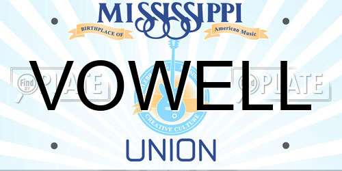 VOWELL Mississippi License Plate