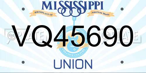 VQ45690 Mississippi License Plate