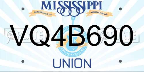 VQ4B690 Mississippi License Plate