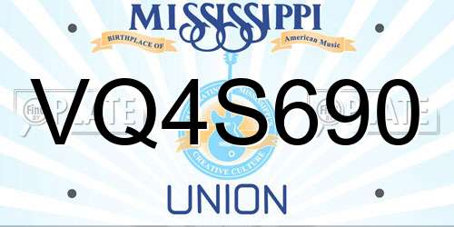 VQ4S690 Mississippi License Plate