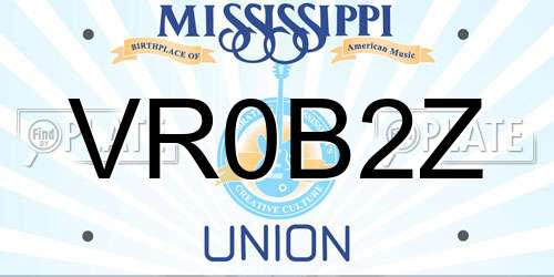 VR0B2Z Mississippi License Plate