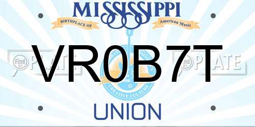 VR0B7T Mississippi License Plate