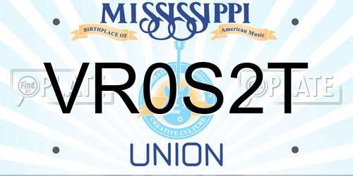 VR0S2T Mississippi License Plate