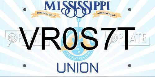 VR0S7T Mississippi License Plate