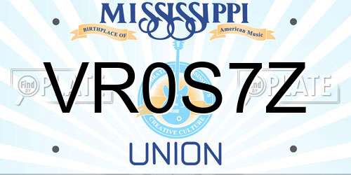 VR0S7Z Mississippi License Plate
