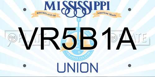 VR5B1A Mississippi License Plate