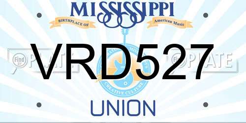 VRD527 Mississippi License Plate