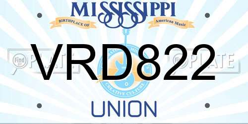 VRD822 Mississippi License Plate