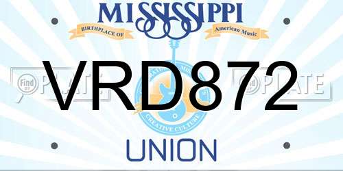 VRD872 Mississippi License Plate