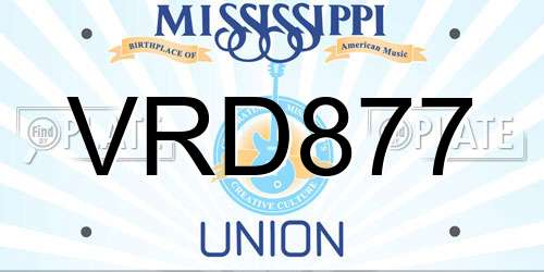 VRD877 Mississippi License Plate
