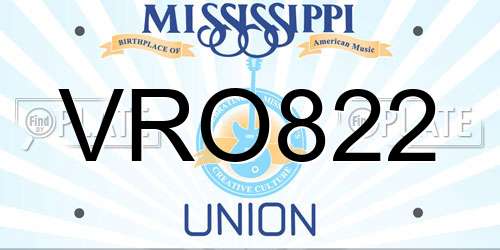 VRO822 Mississippi License Plate