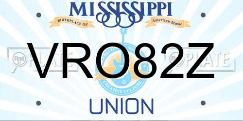 VRO82Z Mississippi License Plate