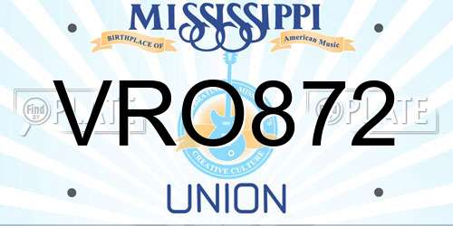 VRO872 Mississippi License Plate