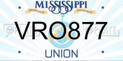 VRO877 Mississippi License Plate