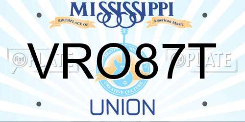 VRO87T Mississippi License Plate