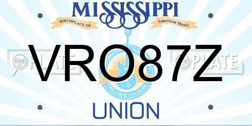 VRO87Z Mississippi License Plate