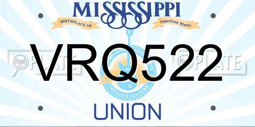 VRQ522 Mississippi License Plate