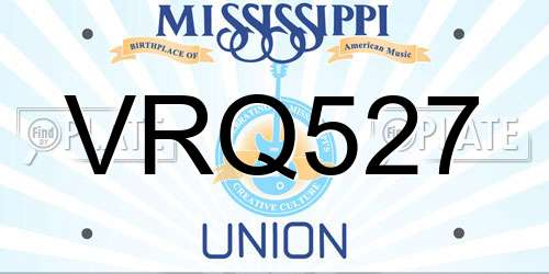 VRQ527 Mississippi License Plate