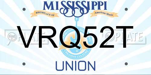 VRQ52T Mississippi License Plate